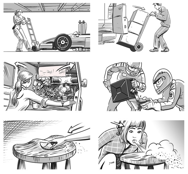 Storyboards seven productions renault trafic publicis roger mason storyboard artist nz storyboard artist auckland procreate