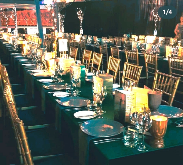 Emerald green spun velvet med banquet tc ptcbmvgr   aj hackett lotr dinner qtwn 2019 2