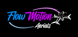 Flow motion aerials logo black background