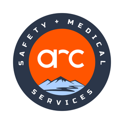 Arc logo badge screen colour white background
